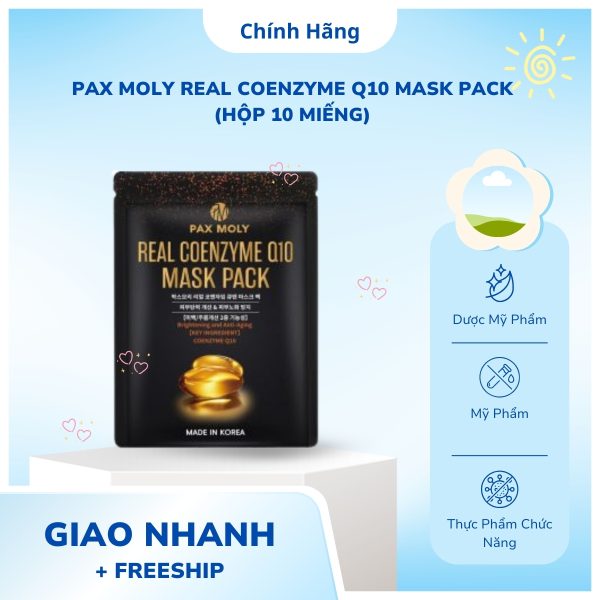 Hộp 10 Miếng Mặt Nạ Dưỡng Ẩm Pax Moly Real Coenzyme Q10 Mask Pack