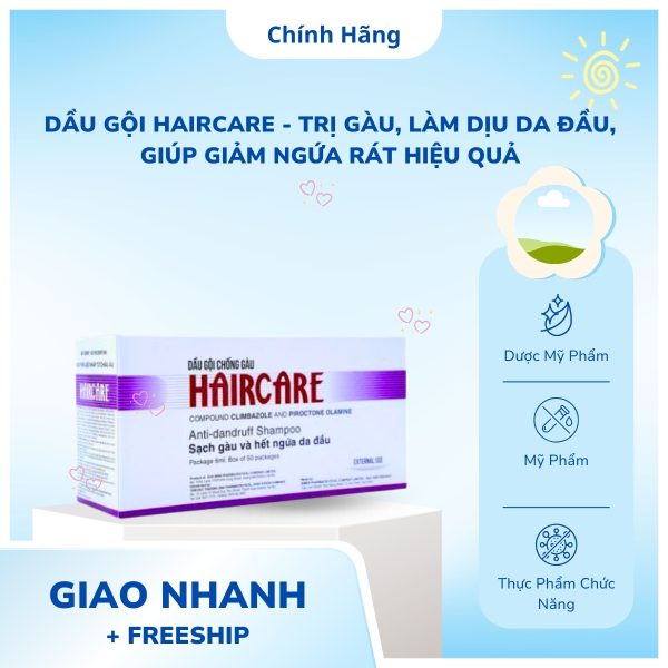 Dầu Gội Haircare - Trị Gàu, Làm Dịu Da Đầu, Giúp Giảm Ngứa Rát Hiệu Quả - Hộp 50 gói x 6ml