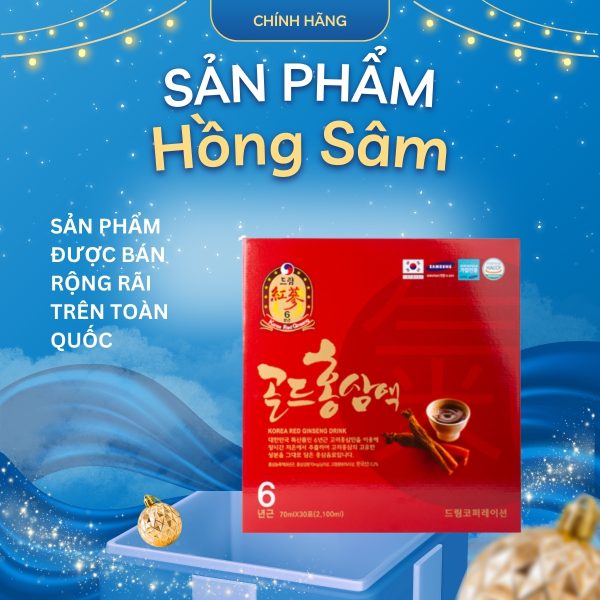 Hồng Sâm Hàn Quốc 6 Năm Tuổi – Bổ Sung Năng Lượng, Khỏe Mạnh Mỗi Ngày 30 Gói x 70ml
