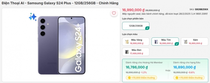 Galaxy S24 Plus fullbox giảm khủng chục triệu, smartphone xịn màn to giá rẻ ‘chặt đẹp’ iPhone 15 Plus galaxy s24 plus fullbox giam khung chuc trieu smartphone xin man to gia re chat dep iphone 15 plus 1