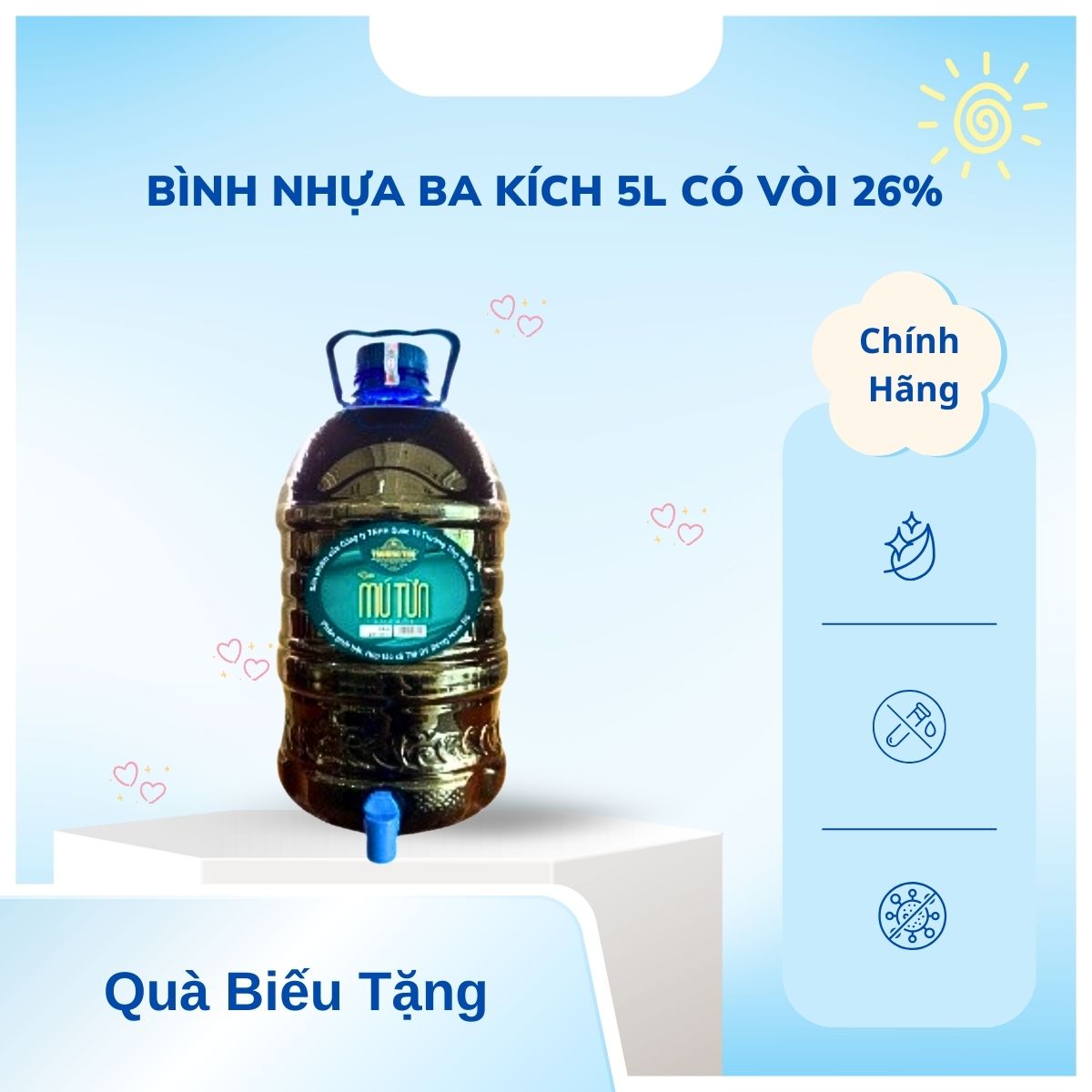Bình nhựa Ba Kích 5L có vòi 26%