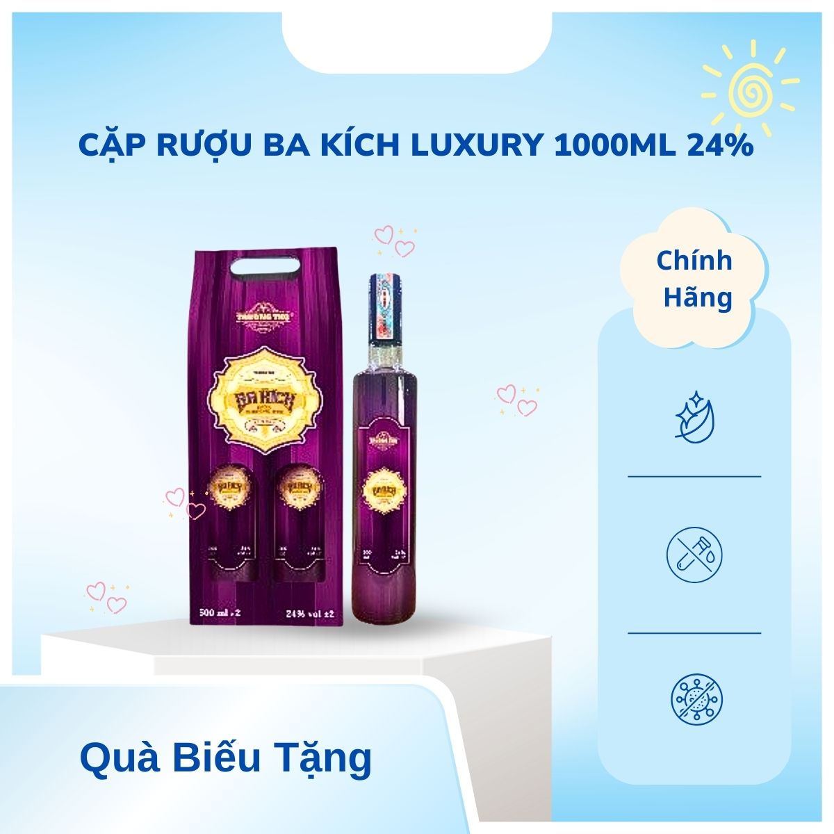 Cặp rượu Ba kích Luxury 1000ml 24%