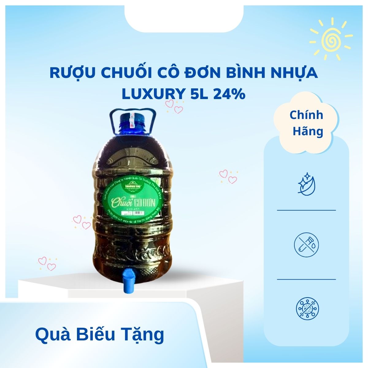 Rượu Chuối cô đơn Bình Nhựa Luxury 5L 24%